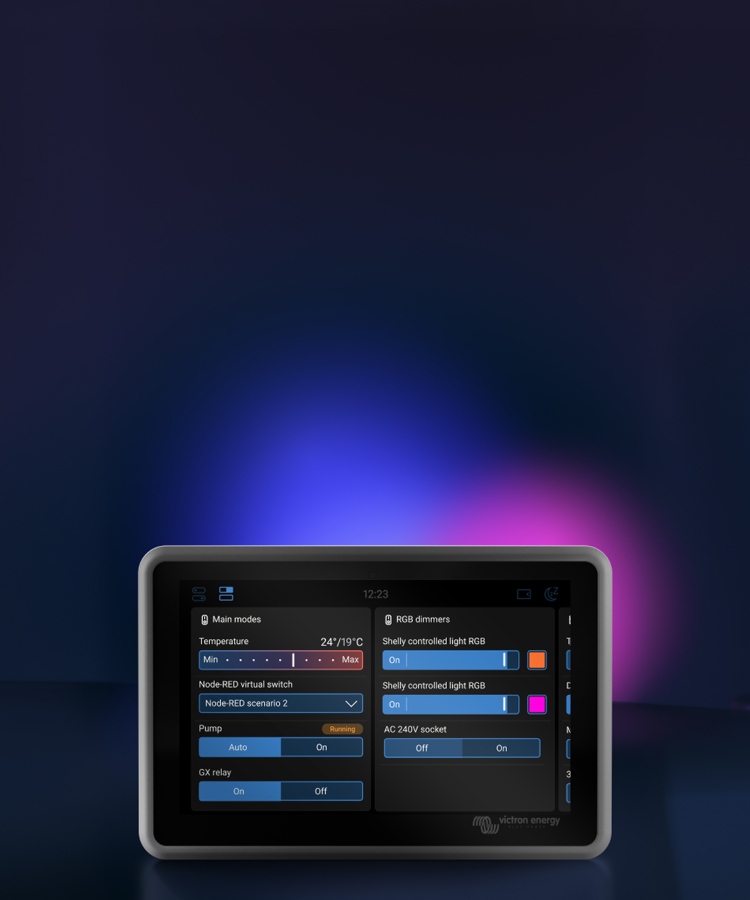 Venus OS Ovládací panel